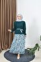 Leopard Printed Li Pleated Skirt Belt Detailed Double Suit Emerald Hnt8511 - 2