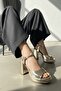 Fansy Gold (9 cm Heel) Platform Heeled Casual Shoes