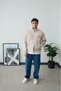 Men's Comfortable Fit Stand Collar Striped Vintage Embroidered Lined Seasonal Jacket - 4