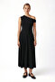 Women's Daria Asymmetrical Collar Black Long Woven Dress - 4