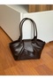 Faux Leather Women's Hand and Shoulder Bag with Strap Knot Detail