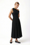 Women's Daria Asymmetrical Collar Black Long Woven Dress - 2