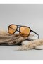 Nantes Orange Glass Black Unisex Thin Double Bridge Sunglasses Lightweight Stretchy Slim - 7
