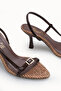 Women's Open-Back Thin-Heeled Shoes 00121901 Brown Straw