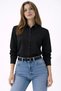 Women's Long Sleeve Shirt with Buttons, Classic Collar, Suitable for Casual and Office Wear - Black - 4