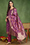 Purple Poly Chanderi Woven Design Straight 3-Piece Kurta Set - 4