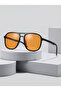 Nantes Orange Glass Black Unisex Thin Double Bridge Sunglasses Lightweight Stretchy Slim - 3