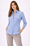 Women's Long Sleeve Shirt with Buttons, Classic Collar, Suitable for Casual and Office Wear - Blue - 8