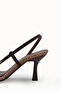 Women's Open-Back Thin-Heeled Shoes 00121901 Brown Straw - 3