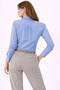 Women's Long Sleeve Shirt with Buttons, Classic Collar, Suitable for Casual and Office Wear - Blue - 5