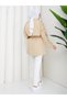 Women's Linen Beige Buttoned Trench Coat with Belt Detail - 4