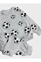 Boy's Cotton Piece Gray Football Ball Patterned Long Sleeve Eye Patch Transitional Pajama Set - 4