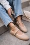 Botty Örgü Patterned Mary Janes Ballet Flats – Gold Buckled Women's Flat Shoes - 4