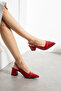 İnci̇ya Red Zipper Detail 5 cm Heel Pointed Toe