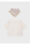 Girl's Patterned Scarf T-Shirt Beige 3009 - 3