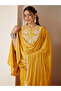 Mustard Silk Blend Straight Embroidered 3-Piece Kurta Set - 5