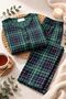 طقم بيجامة نسائي بأكمام طويلة منقوش جلد سويدي عالي الجودة - 5