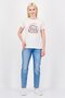 Women Crew Neck Short Sleeve Graphic Print T-Shirt, Cream - 4