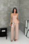 Women's Wrinkled Fabric Ruffled Blouse and Wide-Leg Pants Set
