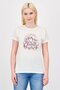 Women Crew Neck Short Sleeve Graphic Print T-Shirt, Cream