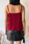 Women's Burgundy Degaje Collar Adjustable Rope Strap Sandy Fabric Athlete Blouse - 6
