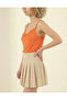 Women's Orange Degaje Collar Adjustable Rope Strap Sandy Fabric Athlete Blouse - 3