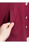 Dilruba Gold Buttoned Double Pocketed Belt Piece Jacket-Zn5943 Claret Red - 5