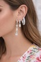 Silver Color Zircon Stone 3-Piece Women's Earring Set, Dangle and Hoop Combination Stylish Earrings - 3