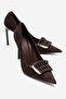 Guerni Brown Patterned Women Heeled Shoes