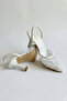 Women's White Tulle Mesh Bead Embroidered Stiletto Open Back Evening Dress Pointed Toe Heeled Shoes - 2