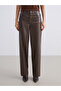 Lcw Vision Brown Slim Fit Women's Leather-Look Pants - 2