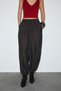 Tensellet women's tencel fabric elastic waist wide leg brown pants - 3