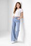 Blue Stone Embroidered Wide Leg Elastic Waist Girls' Jean Trousers 23738 - 2