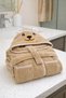 Girl-Boy Beige Teddy Bear Hooded Bathrobe 70% Cotton Soft Textured for 1-10 Years Old - 2