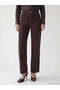 Brown Slim Fit Women's Corded Fabric Velvet Trousers - 2