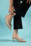Beige Suede Women's Pointed Toe Heeled Shoes New Classic - 7