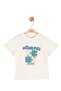 Baby Boy 1-4 Years Old Puzzle Patterned Short Sleeve T-Shirt Cream