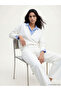 Natuvera Blue Shirt Collar Striped Women's Sweatshirt