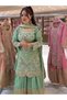 Teal Green Crepe Top Palazzo & Dupatta - HRT3113 | Teal Green - 3