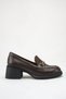 Genuine Leather Brown Heeled Women's Shoes Gold Metal Buckle Pack Women's Heels Loafers Moccasins - 6