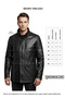 Men's Black Genuine Leather Button Coat - 5