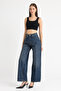 Indigo Washed High Waist Relaxed Fit Wide Leg Jeans - 6