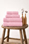 4-Piece Bath Towel Set 100% Cotton Certified Diamond Border Towel Set 50X90Cm - 70X140Cm Pink - 3