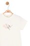 Baby Girl 4-8 Years Old Embossed Patterned Short Sleeve T-Shirt Cream - 2
