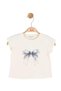 Baby Girl 1-4 Years Pearl Bow Print Short Sleeve T-Shirt Cream