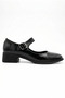 Women's Shiny Black Design Loafers Buckled Casual Block Heel Pack Shoes Ballerina Loafers - 3