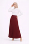 Hijab White Shirt and Pleated Skirt Double Set Casual and Office Chic - Burgundy - 3