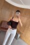 Square Neck Strap Brown Blouse - 2