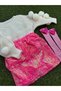 Girl's pink sequined skirt, pom-pom sweater and sock set. - 2