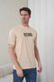 Men's Beige Nothing Written High Printed Crew Neck T-Shirt - 5